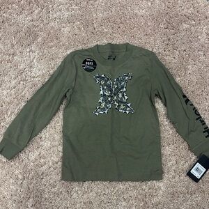 Boys New Hurley Green Long Sleeve Graphic Tee